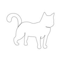 continuo uno línea gato mascota dibujo fuera línea vector ilustración diseño