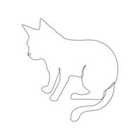 Continuous one line cat pet drawing out line vector illustration design