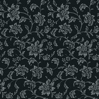 Seamless Decorative Vintage Floral Pattern On Black Background vector