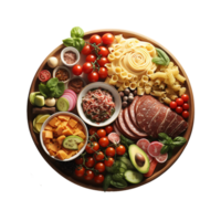 köstlich Essen, Restaurant Essen png, oben Sicht, Essen mit transparent Hintergrund, ai generativ png