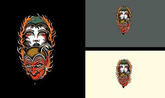 head devil and face women vector mascot design