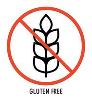 Isolated gluten free icon.  Wheat ear, crop, bread. Diet concept. For topics like food, allergy, intolerance vector