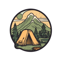 acampar logo, acampar png, al aire libre cámping grande pegatina, cámping pegatina, acampar pegatina png, ai generativo png