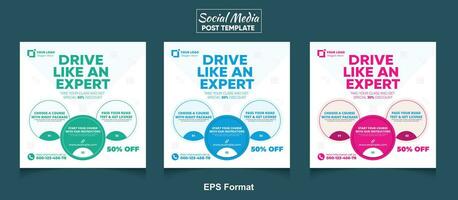 Car Driving School Post Template Social Media vector