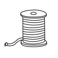 Inductance coil hand drawn doodle vector illustration black outline. Back to school theme element.  Physics science, electricity.