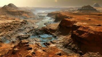 mountain mars hydrothermal features ai generated photo