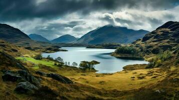 nature scottish glacial lochs ai generated photo