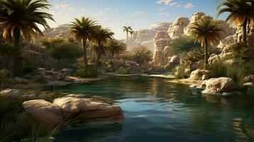 landscape desert oasis rare ai generated photo