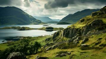 travel scottish glacial lochs ai generated photo