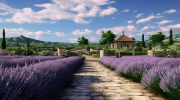landscape countryside lavender farms ai generated photo