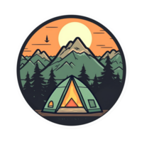 läger logotyp, läger png, utomhus- camping stor klistermärke, camping klistermärke, läger klistermärke png, ai generativ png