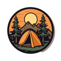 läger logotyp, läger png, utomhus- camping stor klistermärke, camping klistermärke, läger klistermärke png, ai generativ png