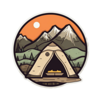 kamp logo, kamp png, buitenshuis camping groot sticker, camping sticker, kamp sticker png, ai generatief png