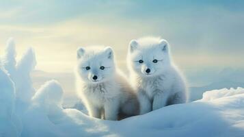 wildlife polar foxes cute ai generated photo