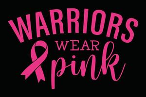Warrior Wear Pink Cute Breast Cancer Awareness T-Shirt Design vector