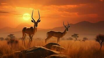 nature grassland gazelles gazelles ai generated photo