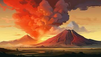 montaña activo volcán activo ai generado foto
