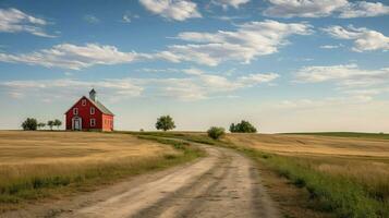 old prairie schoolhouse landscape ai generated photo