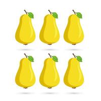 grupos de amarillo maduro peras, sano Fruta pedazo conceptos en aislado blanco antecedentes vector