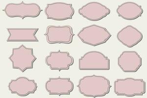 Set of decorative vintage frame labels and badge shape. Set of different ornamental labels isolated on white. Label and badges shape collections. Decorative frame. Vector