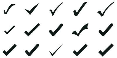 Check mark icons set. Check marks symbol collection. Simple check mark. Quality sign icon. Checklist symbols. Approval check flat style. Stock vector. vector