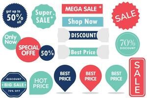 Set of Sale badges. Sale quality tags and labels. Template banner shopping badges. Special offer, sale, discount, shop. Vector illustration