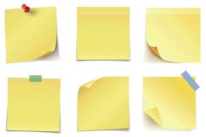 Realystic set stick note isolated on white background. Post it notes collection with shadow. Vector illustration