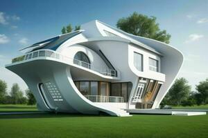House in trendy futurism style. Pro Photo