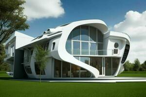 House in trendy futurism style. Pro Photo