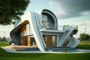 House in trendy futurism style. Pro Photo