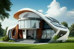 House in trendy futurism style. Pro Photo