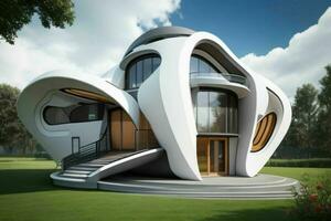 House in trendy futurism style. Pro Photo