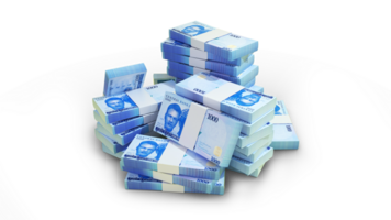 Stacks of 1000 Nigerian naira notes. money on transparent background. 3d rendering of bundles of cash png