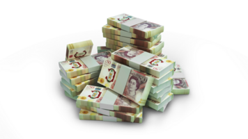 Stacks of 50 British pound notes. money on transparent background. 3d rendering of bundles of cash png