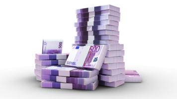 Stacks of 500 Euro notes. money on transparent background. 3d rendering of bundles of cash png