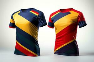 Mockup sports football team uniforms multicolors shirt, Generative AI illustration photo