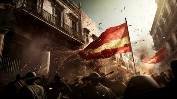 Epic Mexican Revolution Battle Moments, Realistic Depictions of Bravery in the Clash, Generative AI illustration photo