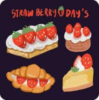 set of strawberry day vector