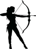 silhouette of lady,women,girl hunter vector