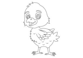 Black and white baby chicken cartoon character vector illustration. Coloring page of baby chicken