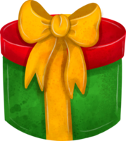 Natale regalo scatola con nastro giallo e avvolto rosso e verde png