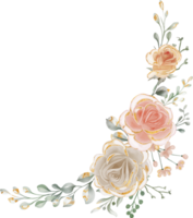 Roses Arrangement with a Golden Sparkle watercolor illustration png