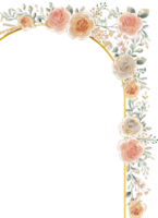 Roses Frame with a Golden Sparkle watercolor illustration png