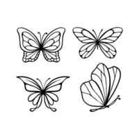 Butterfly line art. Simple minimal butterfly line tattoo icon logotype vector