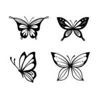 Butterfly line art. Simple minimal butterfly line tattoo icon logotype vector