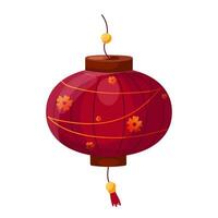 Isolated raditional red Chinese Lantern with an ornament. Element of Mid-Autumn Festival, Lantern festival, Chinese New Year and Korean Chuseok. Symbol of Chinese culture vector