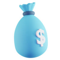 3D Illustration of Blue Money Bag png