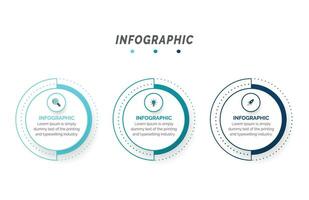 Business data visualization. Process chart. Abstract elements of graph, diagram with steps, infographic template with 3 options. Vector illustration