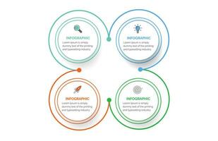 visualización de datos comerciales. diagrama del proceso. elementos abstractos de gráfico, diagrama con pasos, plantilla de infografía con 4 opciones. ilustración vectorial. vector