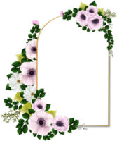 White Pink Rustic Floral Frame png